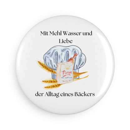 Porzellan Magnet mit Bäcker-Silhouette, Runder Button-Magnet Als Geschenk, elegant mit goldenen Akzenten, Kühlschrank-Dekoration