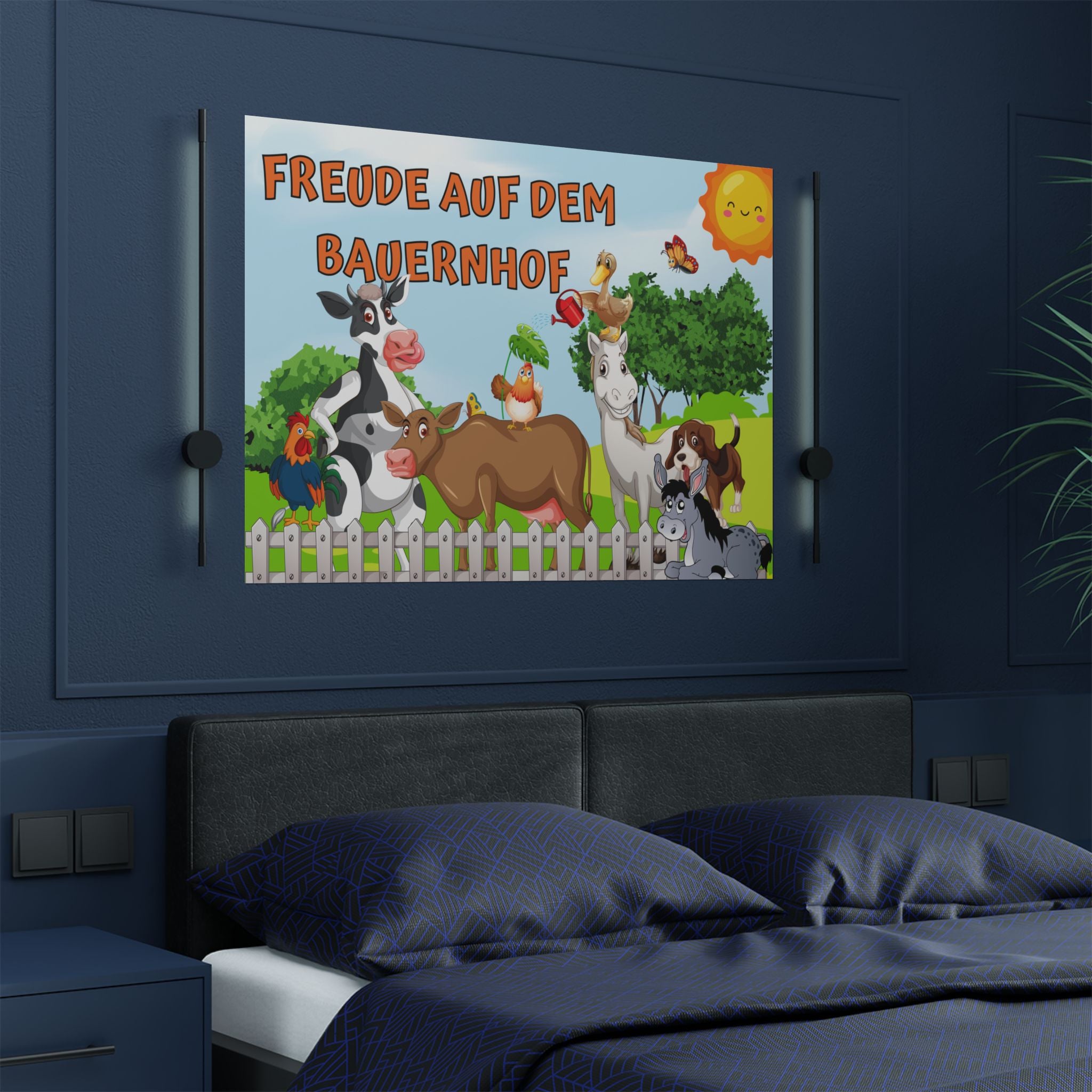 Bauernhof Tier Dekor Poster, fröhlicher Bauernhof Kunstdruck über  das Bett