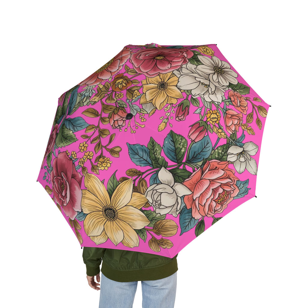 Faltbarer Regenschirm mit Blumendruck