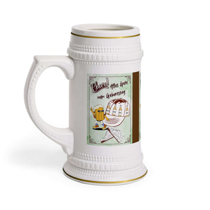 Bierkrug – Deutsches Geburtstagsdesign Ein Bierkrug, der nicht nur praktisch ist, sondern auch mit einem festlichen deutschen Geburtstagsmotiv überzeugt. Perfekt als Geschenk oder für die Feier selbst.  Design: Traditionelles deutsches Geburtstagsmotiv – 