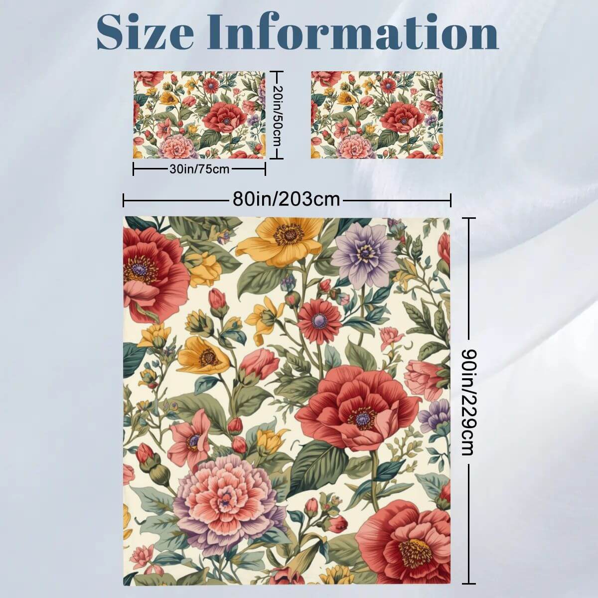 Komplettes Bettwäscheset mit floralem Druck, Größe 80x90 Zoll Decke, 30x20 Zoll Kissen, hochwertiges Polyester, atmungsaktiv und warm.