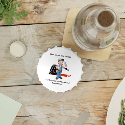 Flaschenöffner – Geschenk für Automechaniker Ein Flaschenöffner, der nicht nur praktisch ist, sondern auch perfekt zum Beruf und Hobby passt. Mit seinem Automechaniker-Design wird er zum originellen Geschenk für alle Schrauber und Werkstatt-Fans.  Design: