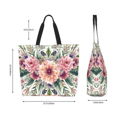 Große Schultertasche für Damen mit floralem Design, 100 % Polyester, 19,7x15,7x5,9 Zoll, Sublimationsdruck, wasserabweisend, einseitig bedruckt.