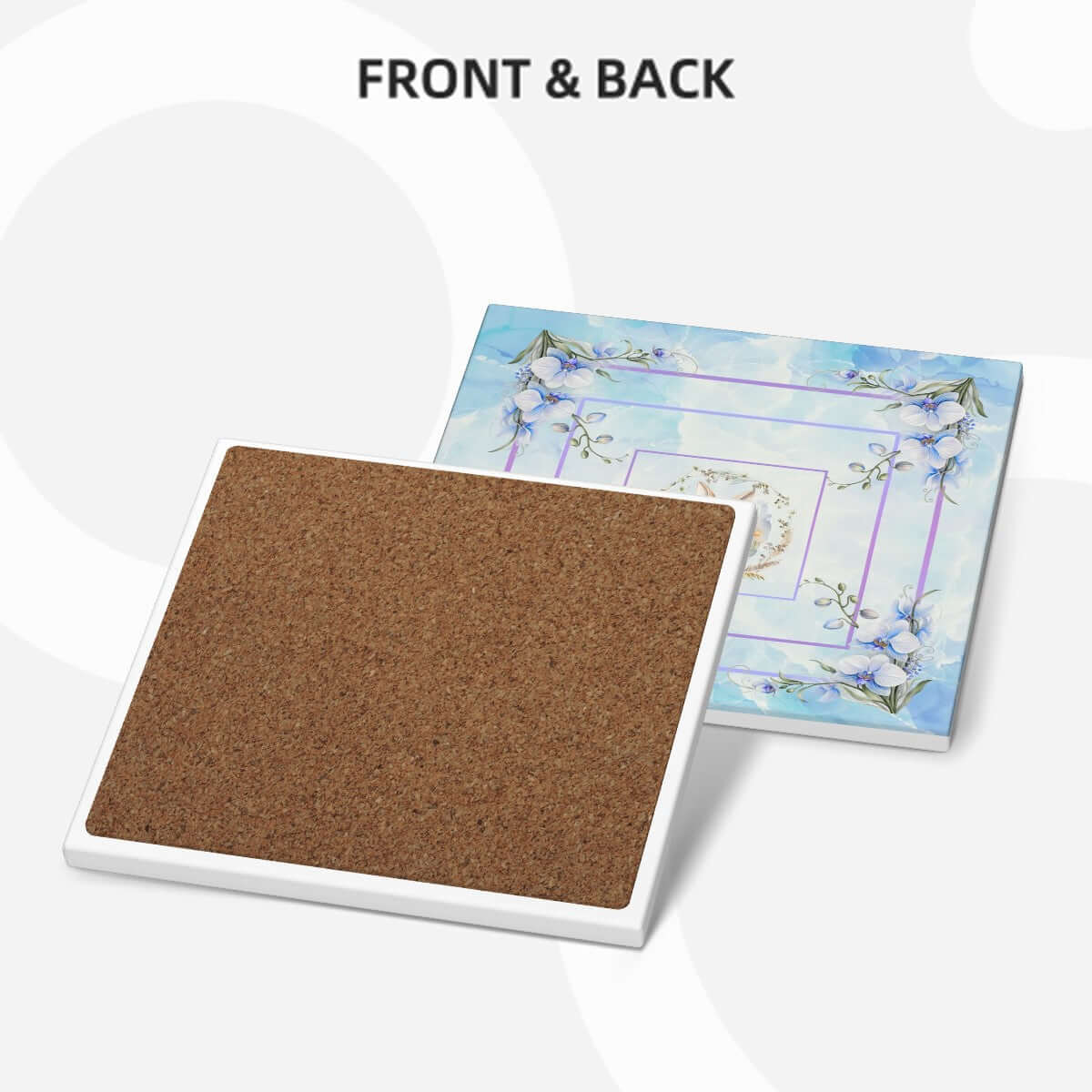 Quadratische Keramikuntersetzer, 6 Stück, mit Design im Front- und Rückansicht, umweltfreundliches Material, UV-Druckverfahren angewendet