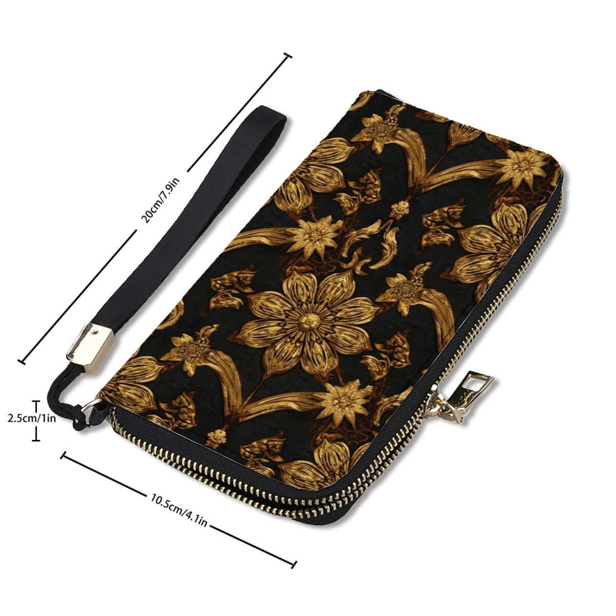 Clutch-Geldbörse für Damen aus PU mit floralem Design, UV-Drucktechnik, 4,1"x7,9", ideal für Karten, Bargeld und Handy.