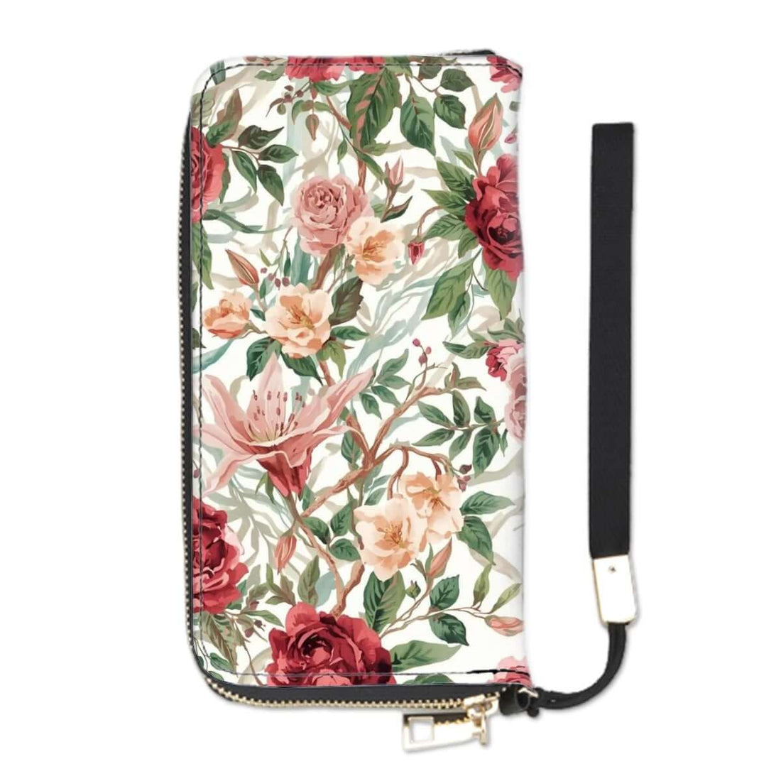 Clutch-Geldbörse für Damen mit floraler Musterung, doppelseitiger UV-Druck, PU-Material, 4,1&