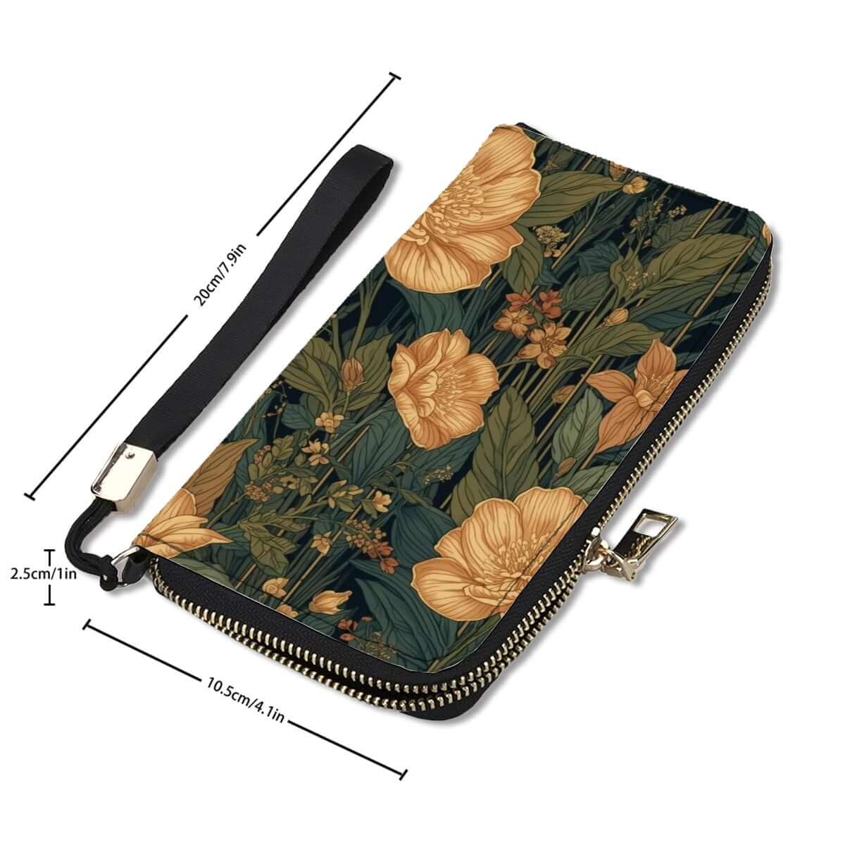 Clutch-Geldbörse für Damen aus PU mit floralem Design, doppelseitiger UV-Druck, viele Kartenschlitze, passend für Bargeld und Handy.