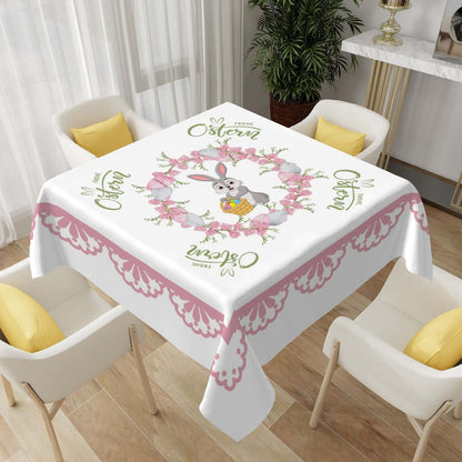 Quadratische Tischdecke Ostermotiv mit Häschen-Design, polyester, wasserabweisend, 54x54, perfekt für Ostern, dekorativer Tischschutz