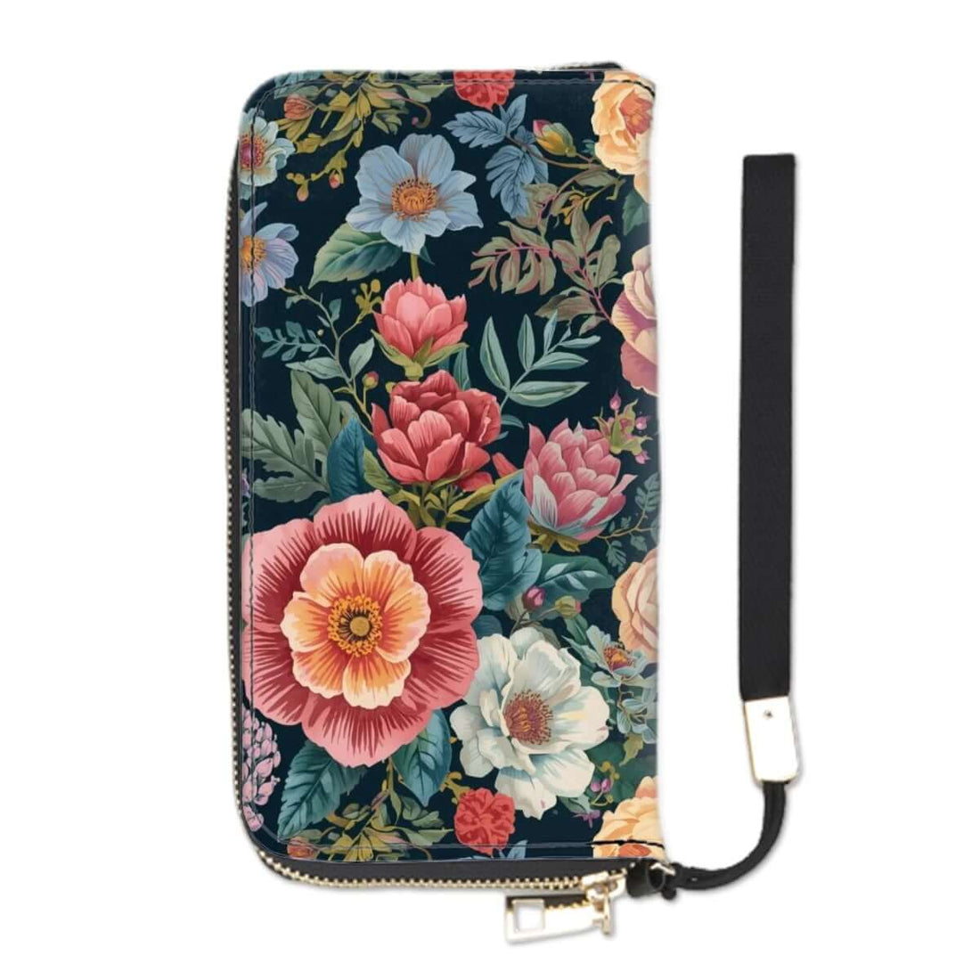 Blumige Clutch-Geldbörse für Damen aus hochwertigem PU mit UV-Druck und großer Kapazität, geeignet für Karten, Bargeld und Mobiltelefone.