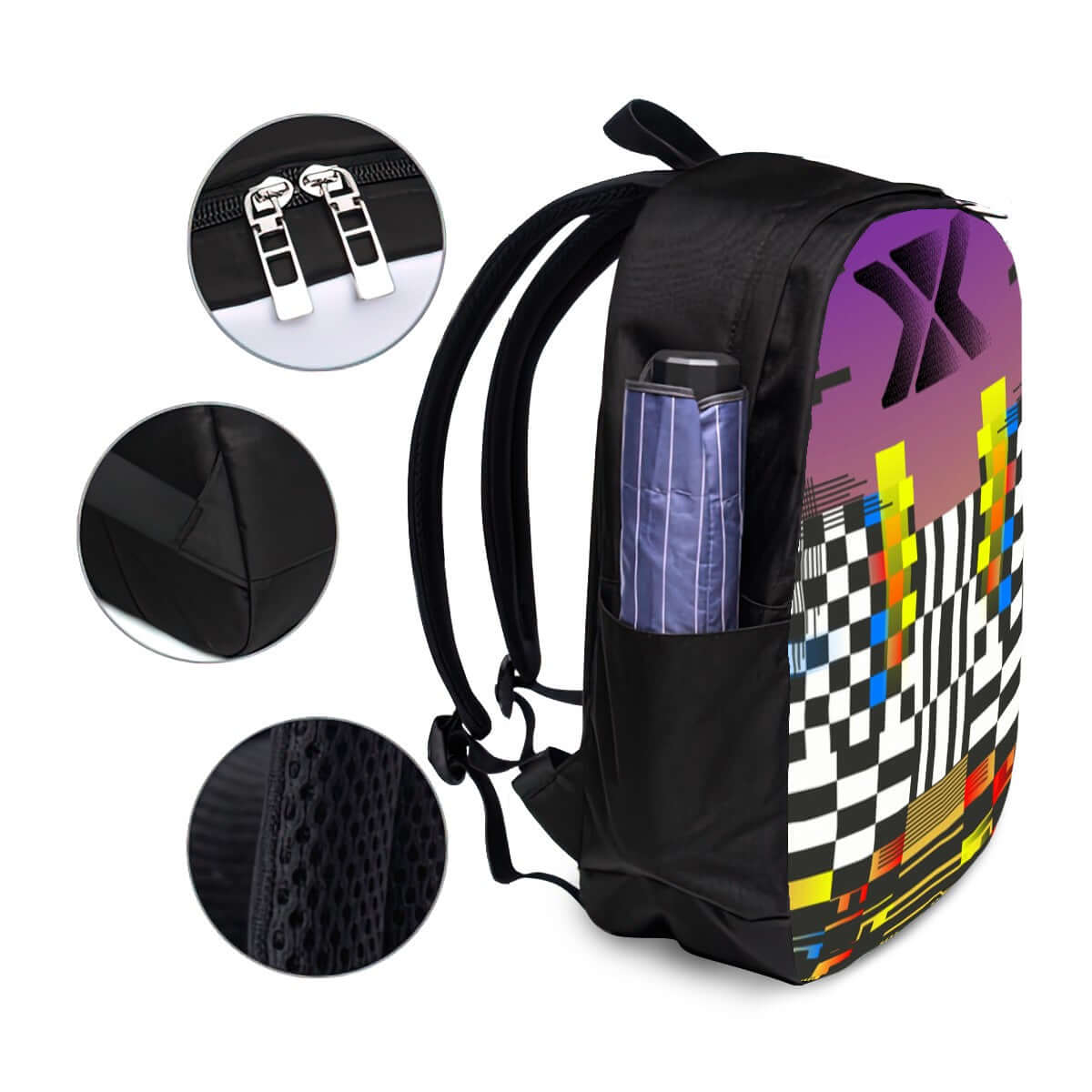 Oxford Reise-Laptop-Rucksack mit USB-Anschluss mit farbenfrohem Design und ergonomischen Trägern, 11,8"x6,7"x16,9"