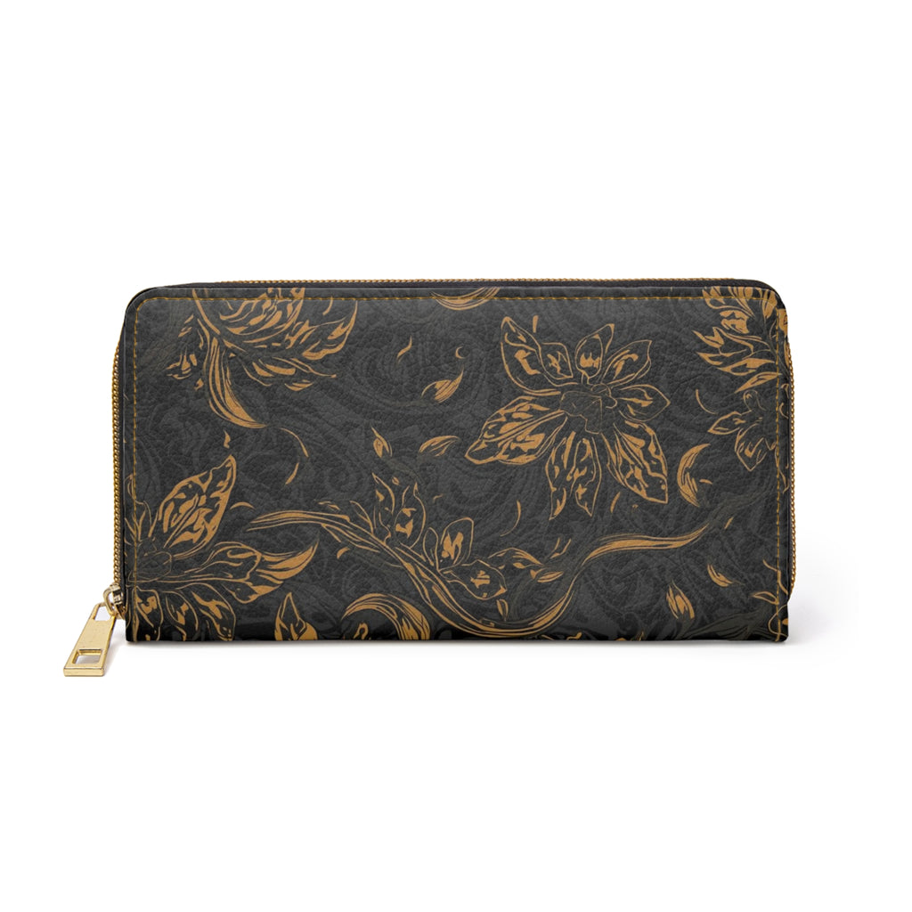 Elegantes Portemonnaie mit floralem Reißverschluss,