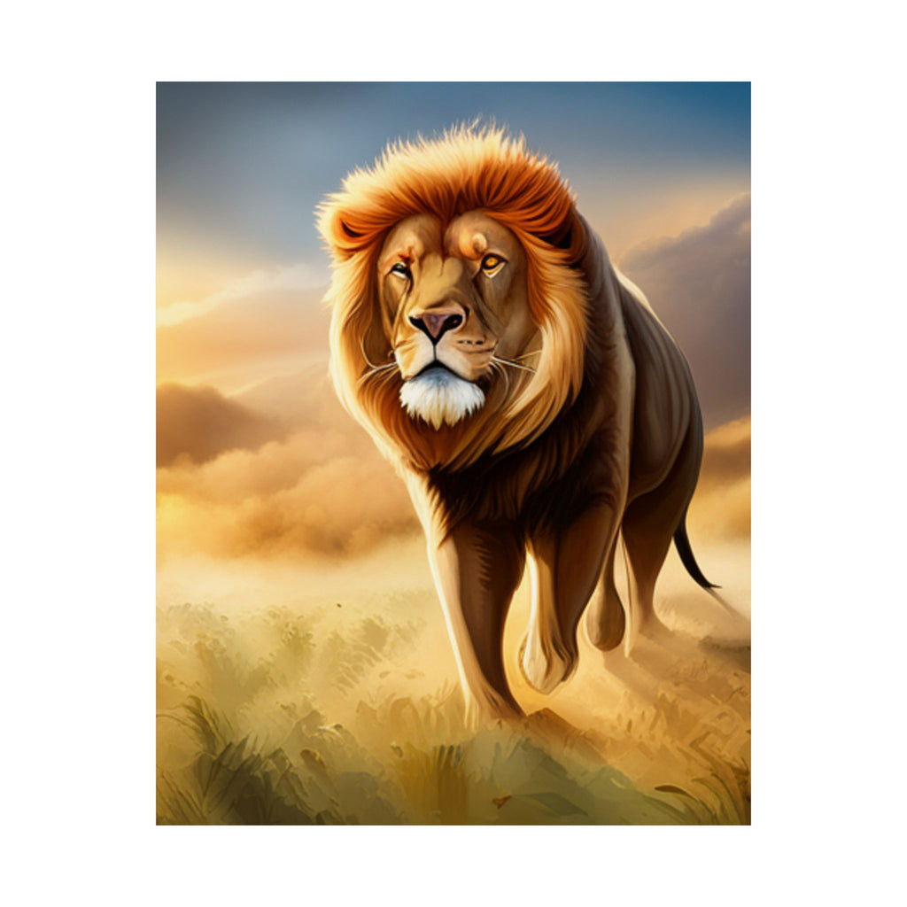 Majestätisches Löwe Satin Poster, Art Deco, Wandkunst
