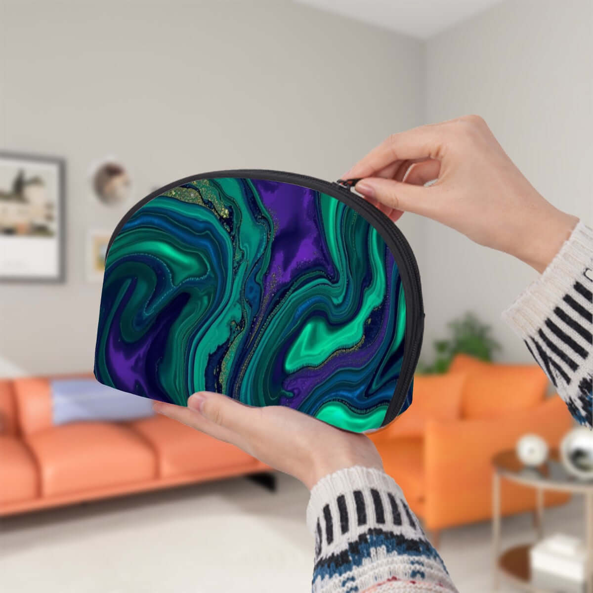 Stylish Aufbewahrungsbeutel-Set in colorful design, perfect for organizing with large capacity and zipper access.