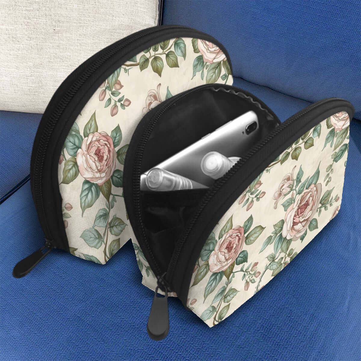 Stylish floral Aufbewahrungsbeutel-Set (2 Stück) with dual sizes and spacious design, featuring a single-sided sublimation print on polyester.