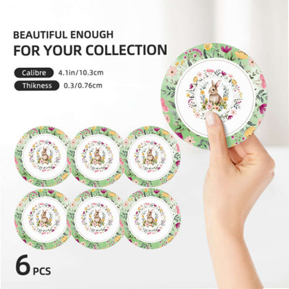 Runde Keramikuntersetzer, 6er-Set mit botanischem Design, Durchmesser 4,1 Zoll, praktische UV-Drucktechnologie für optimale Wasseraufnahme