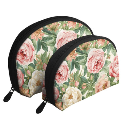 Blumiges Aufbewahrungsbeutel-Set (2 Stück) aus Polyester mit Reißverschluss und Sublimationsdruck, große und kleine Größe.