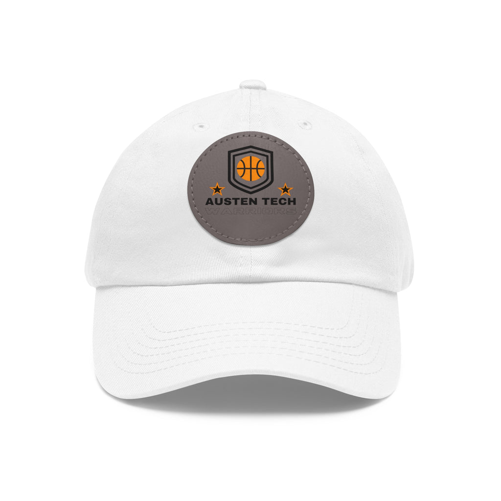 Dad Hat mit Lederpatch rund weiß grau
