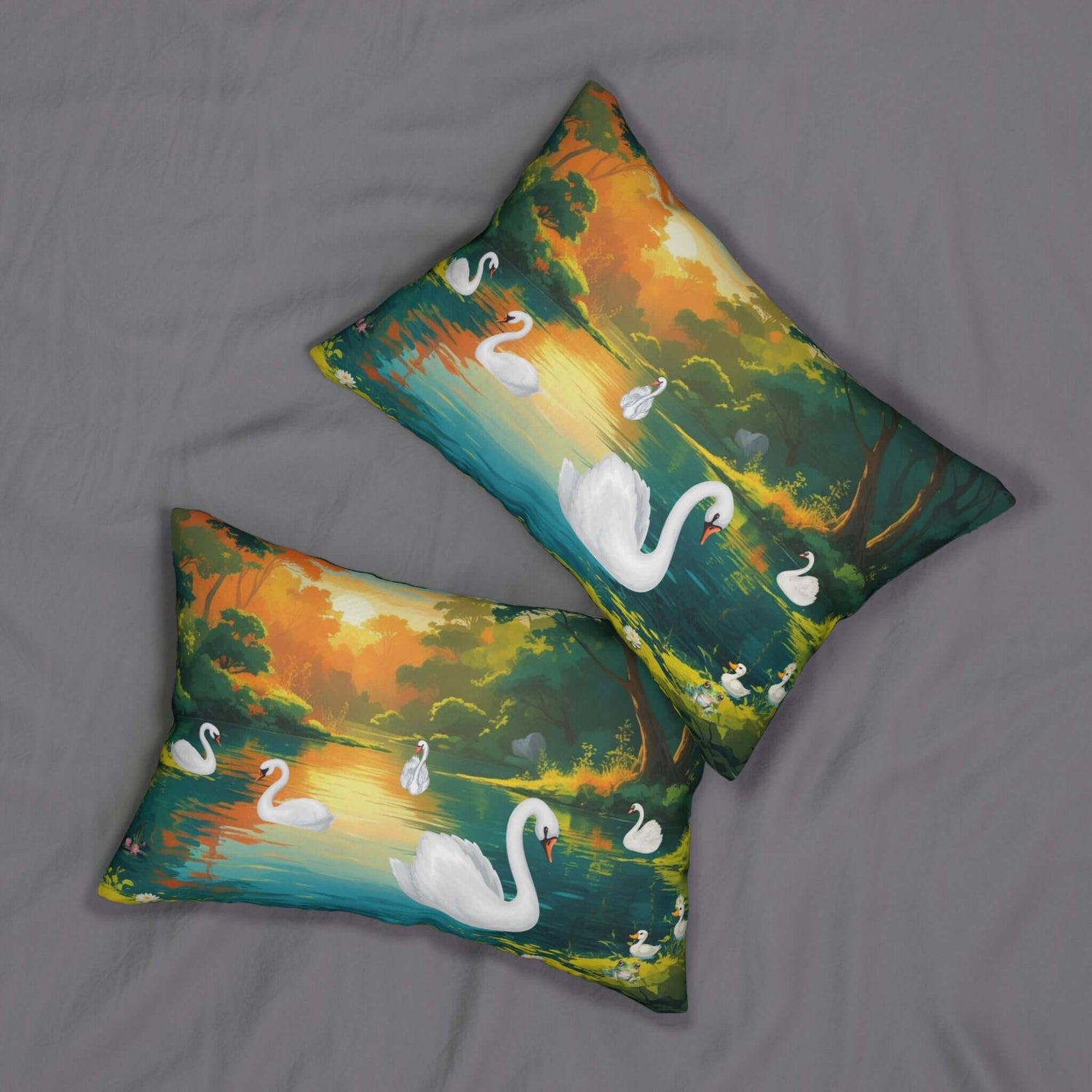 Details für Lendenkissen mit Schwanensee-Motiv 