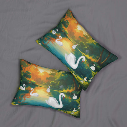 Details für Lendenkissen mit Schwanensee-Motiv 