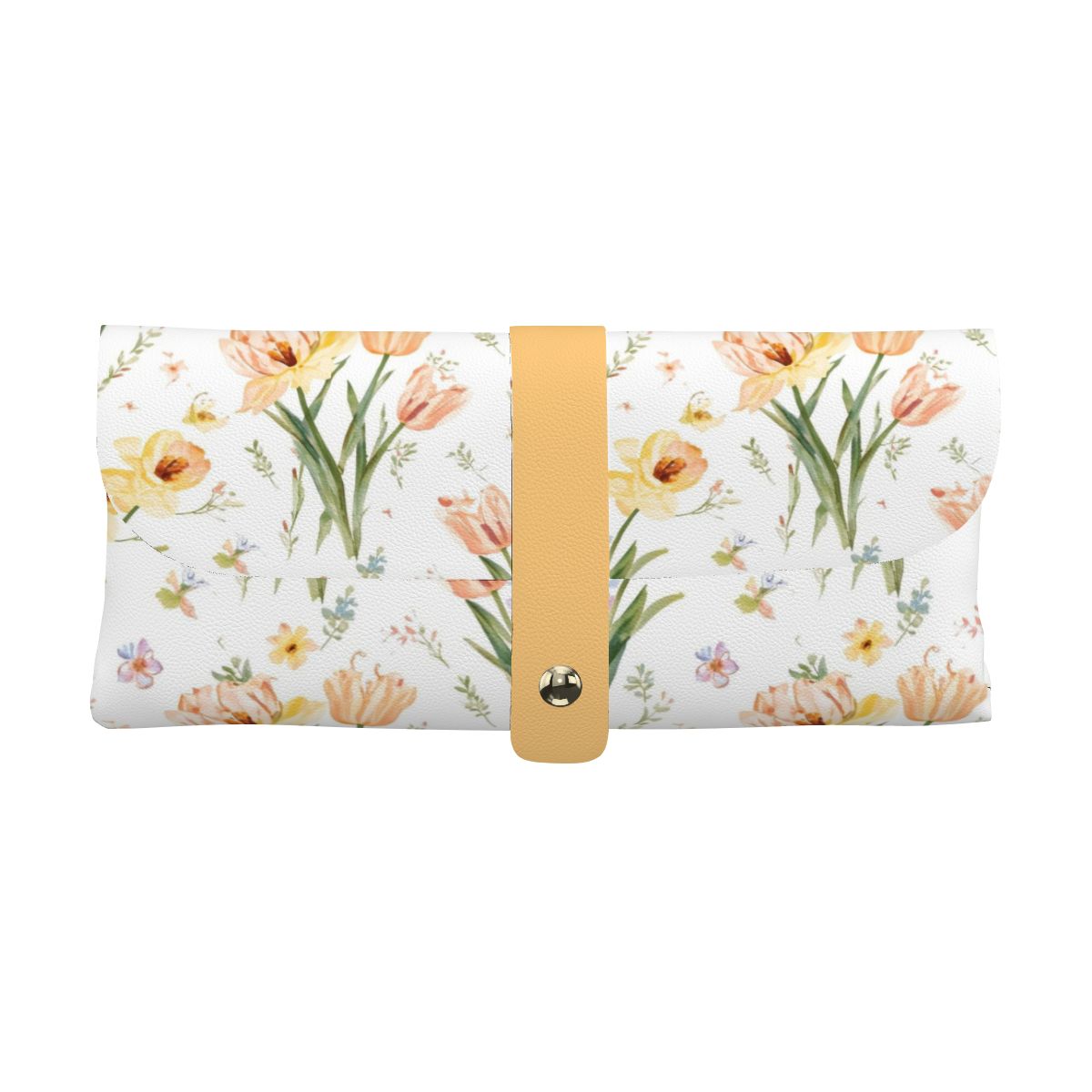 Brillenetui aus PU-Leder mit floralem Design, Mikrofaser-PU-Leder Material, geeignet für Brillen, UV-Drucktechnik, 6,7"x3,5".