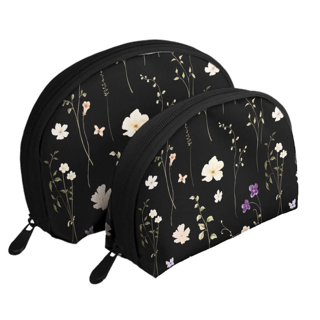 Aufbewahrungsbeutel-Set aus Polyester mit Blumendesign, zwei Größen, Reißverschluss, ideal für vielseitige Aufbewahrungslösungen.