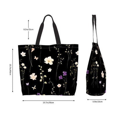 Große Schultertasche für Damen mit Blumenmuster, 100 % Polyester, Maße 19,7"x15,7"x5,9"