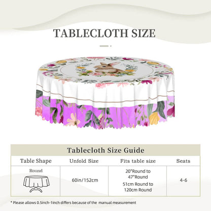 Runde Tischdecke mit gewelltem Rand, 60 Zoll Ostermotiv, wasserdichtes Polyester, einseitiges Design, idealer Tischschutz und Deko.