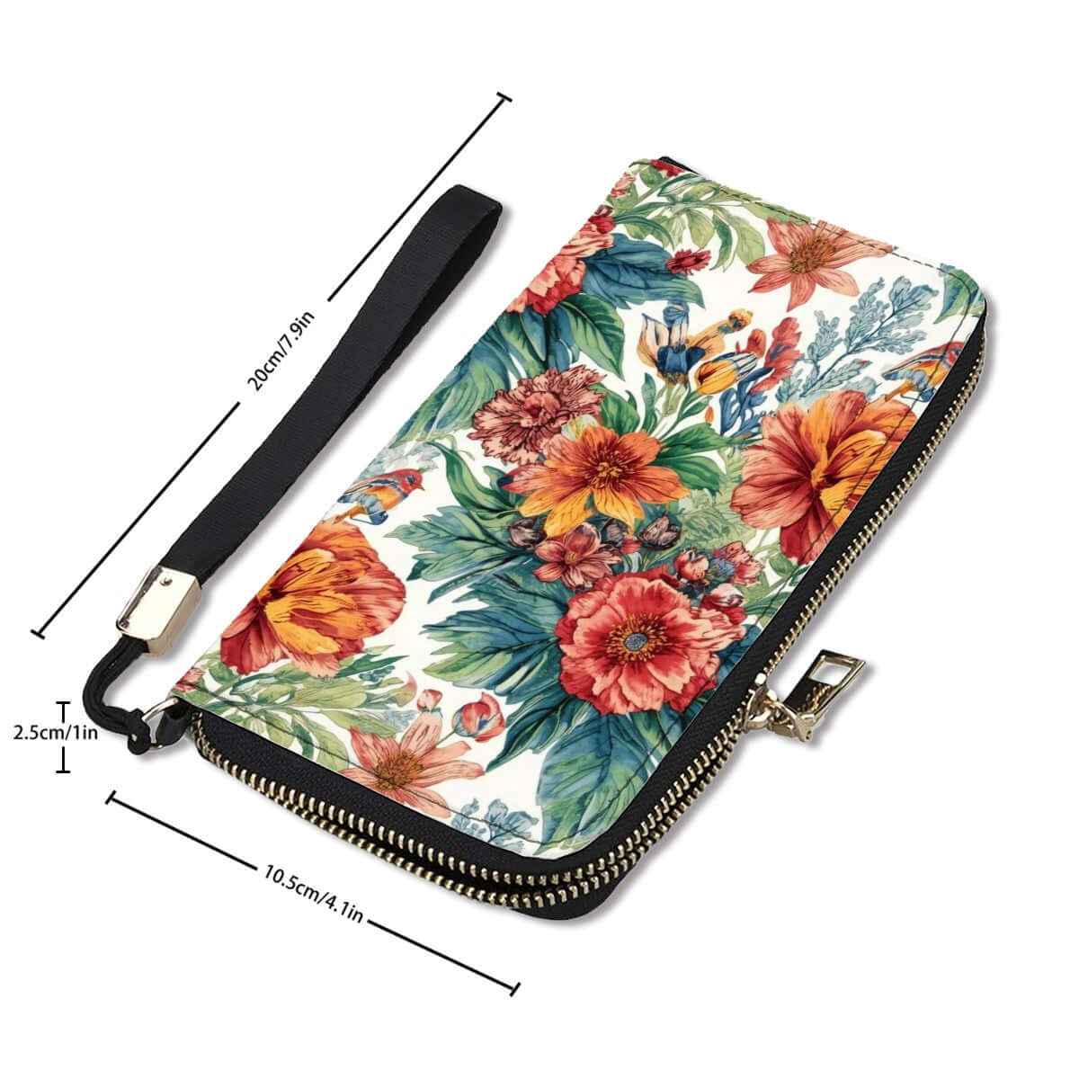 Clutch-Geldbörse für Damen - Hochwertige PU-Brieftasche mit floraler Musterung, Größe 4,1"x7,9", doppelseitiger UV-Druck, große Kapazität.