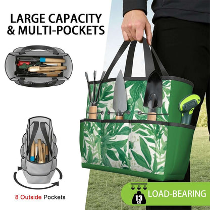 Gartengerätetasche aus Oxford-Stoff mit großem Fassungsvermögen und mehreren Taschen, ideal für Gartenwerkzeug-Aufbewahrung und Organisation.