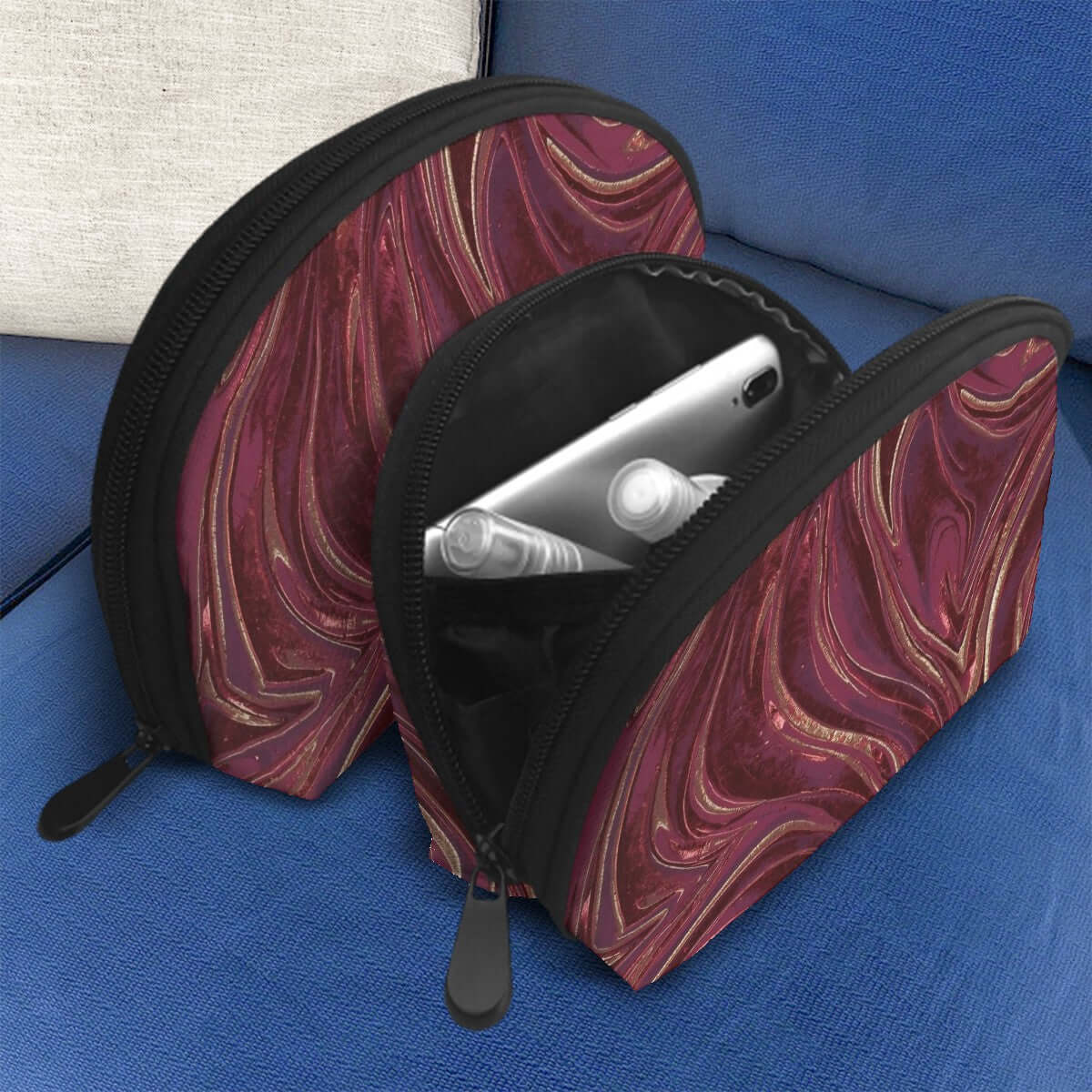 Aufbewahrungsbeutel-Set (2 Stück) aus Polyester mit sublimiertem Druck und Reißverschluss in großer und kleiner Größe