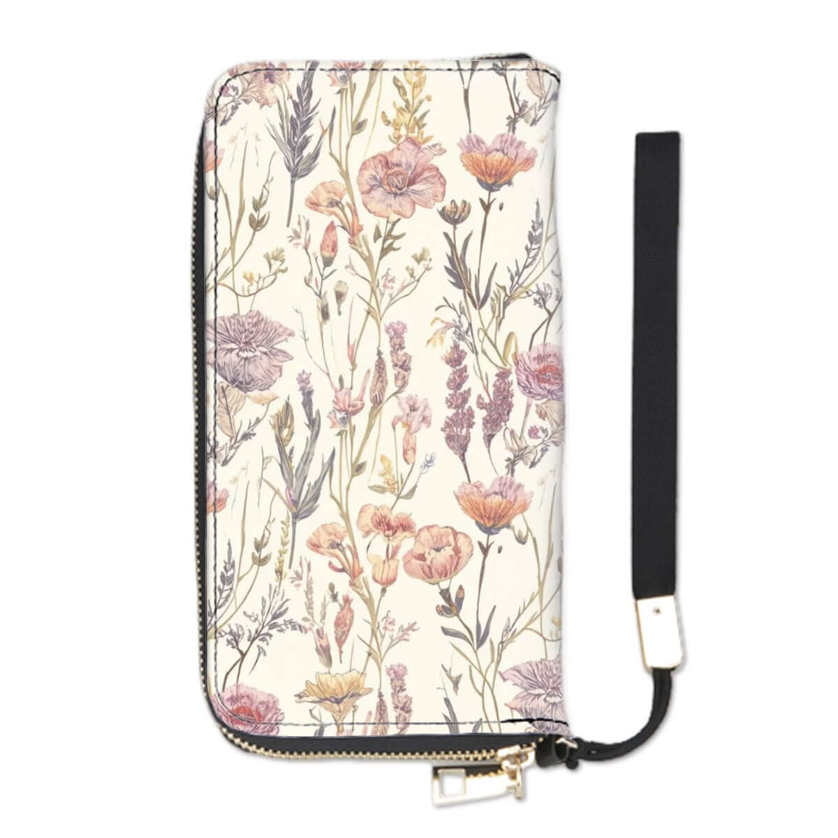 Clutch-Geldbörse für Damen aus PU mit floralem Design, 4,1"x7,9" Größe, doppelseitiger UV-Druck, große Kapazität mit Kartenschlitzen.