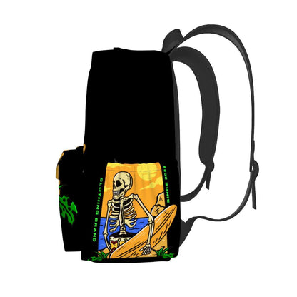 Geräumiger Oxford-Rucksack mit Seitentaschen, einseitiger Sublimationsdruck, Skelett-Design, Oxford-Stoff, 11x6,3x16,9 Zoll