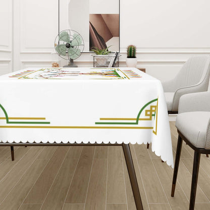 Rechteckige Tischdecke mit Wellenrand Ostermotiv aus 100% Polyester, 72"x54" Größe, einseitiger Sublimationsdruck, elegante Tischdekoration
