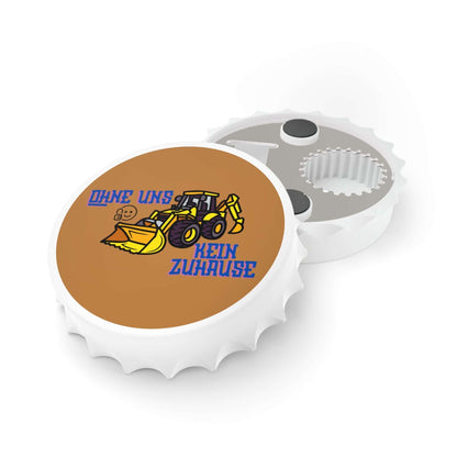 Flaschenöffner – „Ohne Uns Kein Zuhause“ (Backer-Motiv) Ein Flaschenöffner, der nicht nur praktisch ist, sondern auch eine persönliche Botschaft trägt. Mit dem Spruch „Ohne Uns Kein Zuhause“ und einem Backer-Motiv wird er zum originellen Accessoire oder G