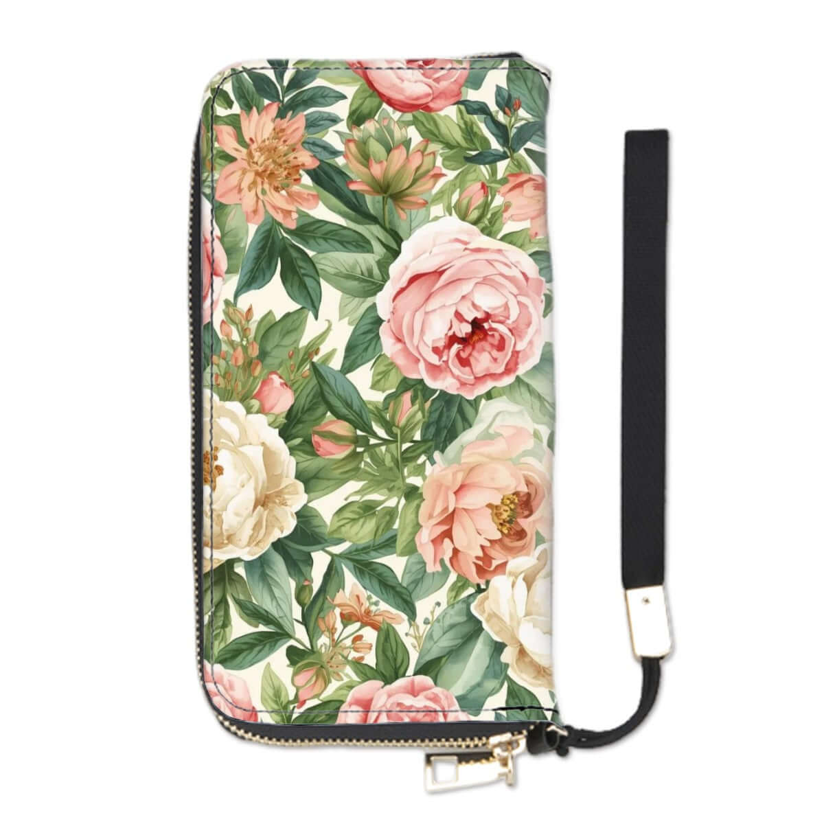 Clutch-Geldbörse für Damen aus PU mit floralem Design und UV-Druck, 4,1"x7,9", große Kapazität, mehrere Kartenschlitze. Details ansehen.