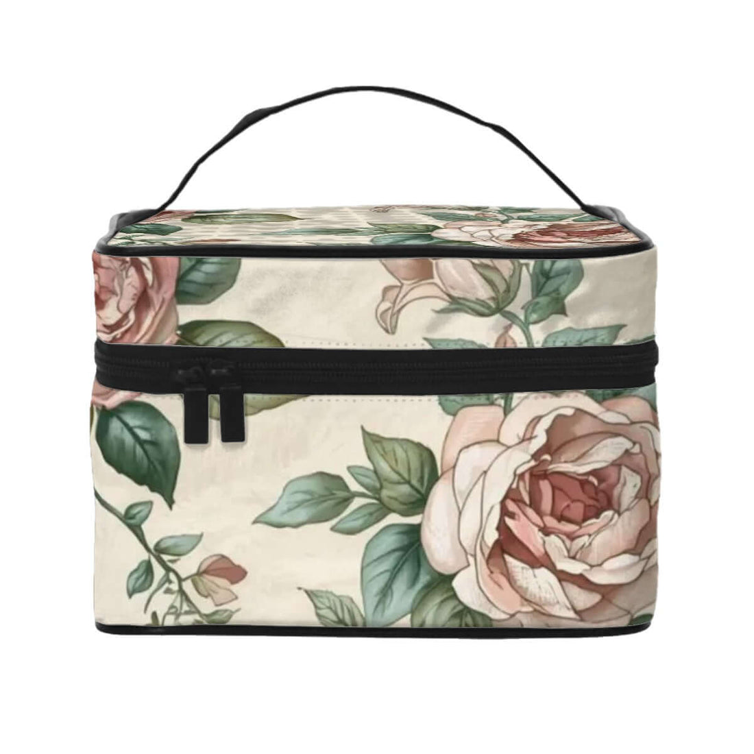 Tragbare Reise-Kosmetiktasche aus Polyester mit Blumendruck, 9.0x6.7x6.3 Zoll, ideal für Reisen - Details für Tragbare Reise-Kosmetiktasche ansehen.