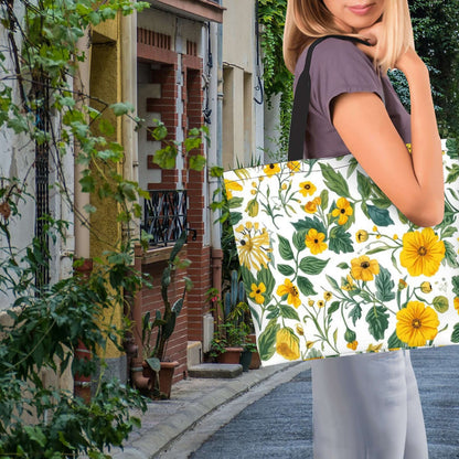 Große Schultertasche für Damen mit floralem Muster in urbaner Umgebung