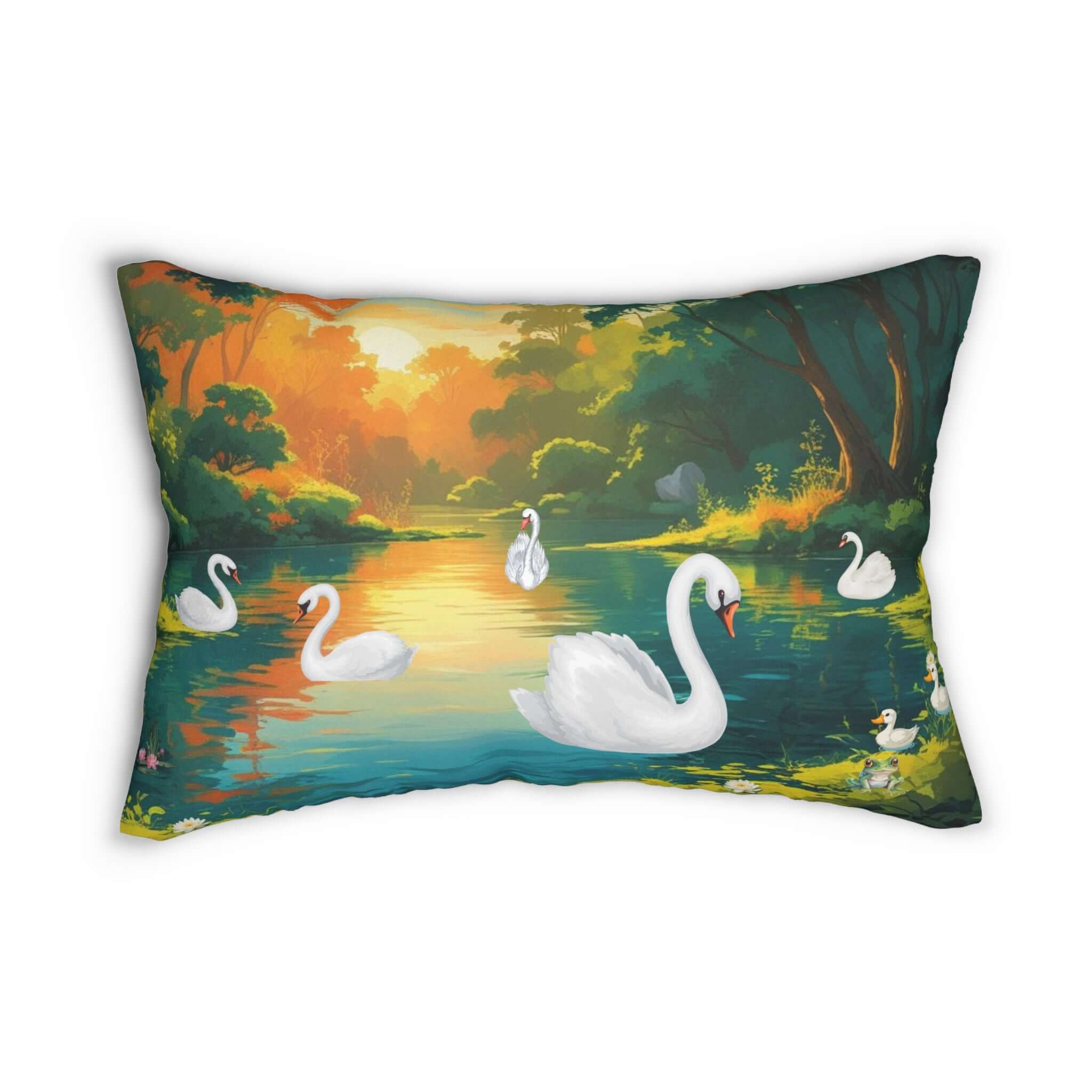 Details für Lendenkissen mit Schwanensee-Motiv 