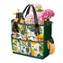 Gartengerätetasche aus Oxford-Stoff mit Blumenmuster, ausgestattet mit Gartenwerkzeugen und Tragegriffen, ideal für Gartenarbeit.