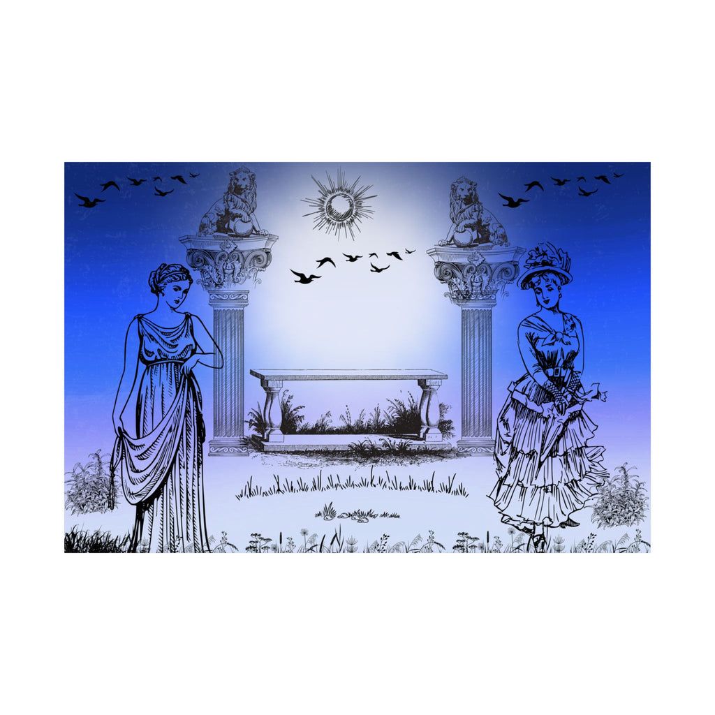 Elegantes Satin Poster Kunstdruck, Vintage Dekor, Home Wall Art in Bunter Schatten Art