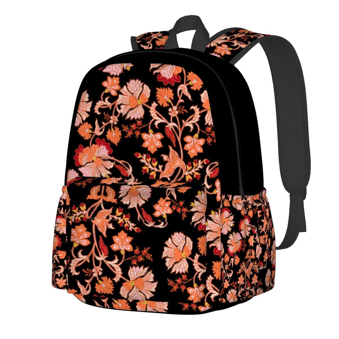 Geräumiger Oxford-Rucksack mit Seitentaschen, floral bedruckt, aus hochwertigem Oxford-Stoff, perfekt für Schule und Reisen.