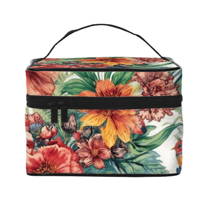 Tragbare Reise-Kosmetiktasche mit floralem Design, Polyester, 9x6,7x6,3 Zoll, Sublimationstechnik. Details für Tragbare Reise-Kosmetiktasche ansehen.