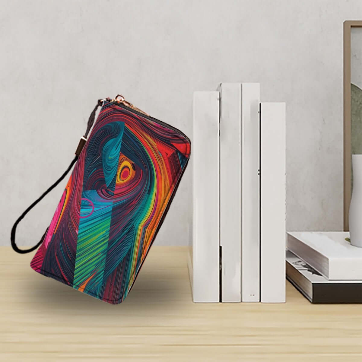 Clutch-Geldbörse für Damen aus PU mit UV-Druck, doppelseitiges Design, 4,1"x7,9", zeigt Aufbewahrungsbeutel-Set (2 Stück).