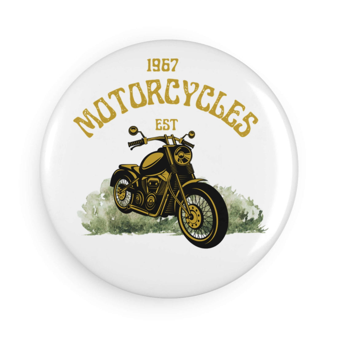 Details für Runder Magnet mit Motorrad-Motiv