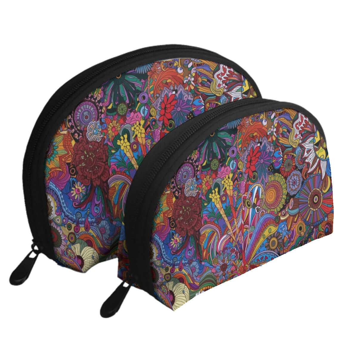 Colorful patterned Storage Bags Set of 2, large and small sizes, polyester with sublimation printing, zipper closure, large capacity.