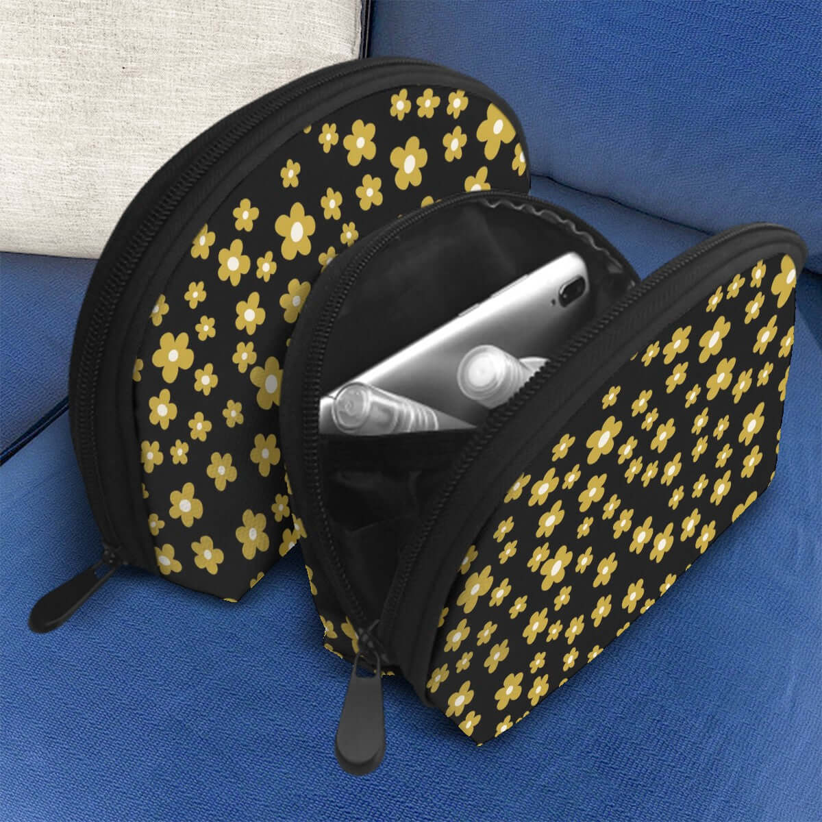 Aufbewahrungsbeutel-Set 2Teilig aus Polyester mit Blumenmuster, große und kleine Größe, Design mit einseitigem Druck. Ideal zur Organisation.