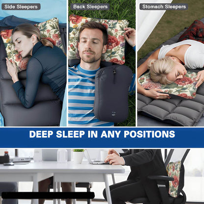 Aufblasbares Campingkissen für Seitenschläfer, Rückenschläfer und Bauchschläfer – Bequem &amp; Praktisch für tiefen Schlaf.