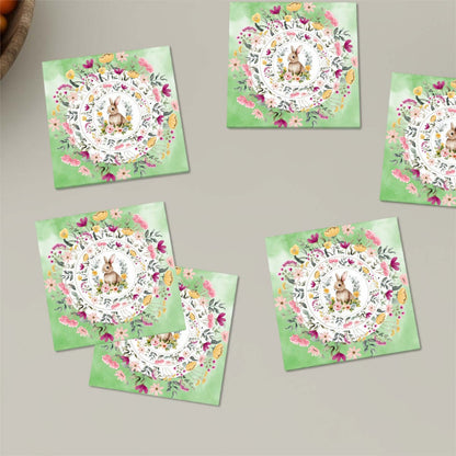 Quadratische Keramikuntersetzer, 6 Stück mit floralem Design auf grünem Hintergrund, umweltfreundliches Material, 4x4 Zoll.