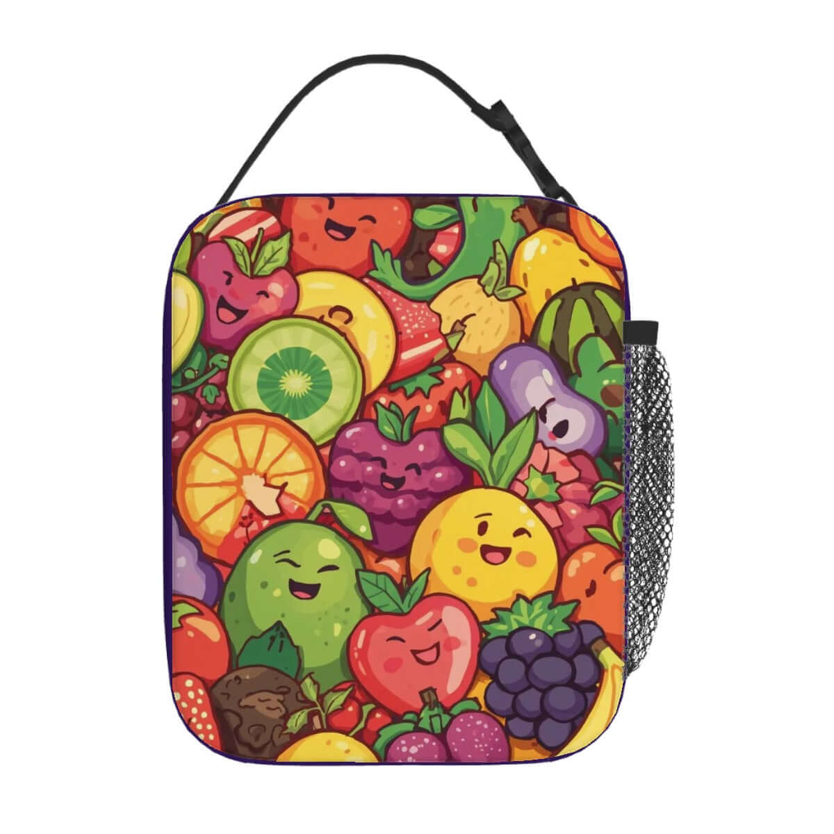 Lunchtasche mit schönes Design, aus Oxford-Stoff mit fröhlichem Fruchtmuster. Perfekt für Kinder und Erwachsene, lebensmitteltauglich.