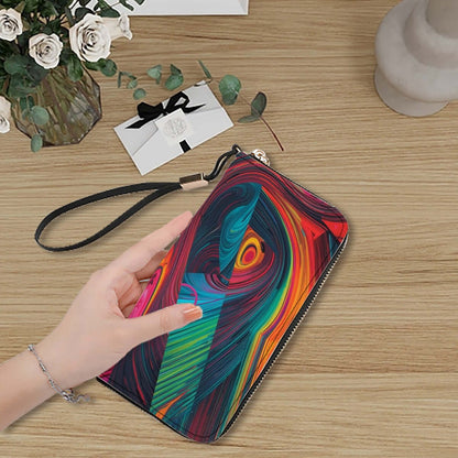 Clutch-Geldbörse für Damen aus PU mit buntem Design, große Kapazität, doppelseitiger UV-Druck, enthält Aufbewahrungsbeutel-Set (2 Stück).